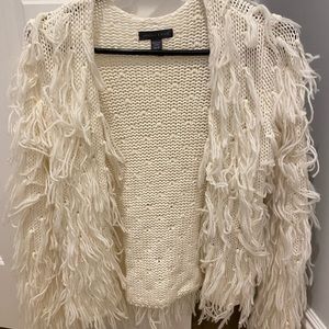Cropped fuzzy cream cardigan. BNWT!